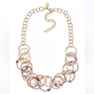 NWT STYLE & CO Mixed Stone Beaded Link Statement Necklace, 18" + 3" extender